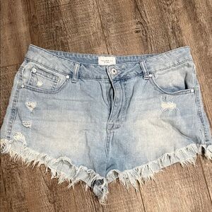 Celebrity Pink Light Blue Distressed Jean Shorts
